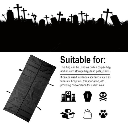 Body Bag, Leak Proof Cadaver Morgue Bodies Bag with 4 Handles, Center Zipper, Emergency Bodies Storage Bag for Funeral Hospitals Transportation, Black (150 * 60CM) in Saudi Arabia