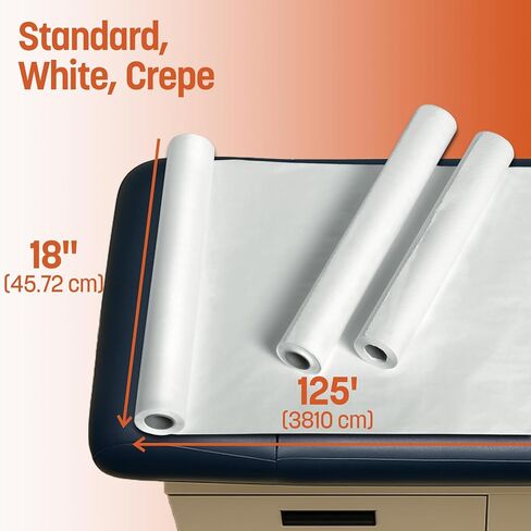 Caring Medical Exam Table Paper, Crepe Table Paper, 18 inches X 125 feet, Case of 12 Rolls, Ideal for Doctor Offices, Crafts, Spas, Tattoo Parlors, and more, Hygienic Disposable Surface Protection in Kuwait