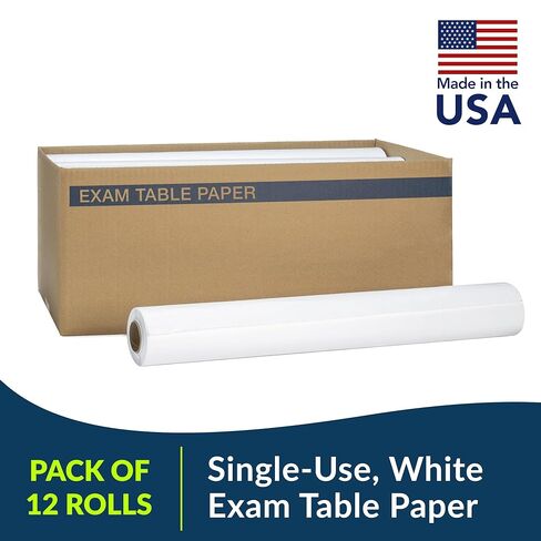 TIDI 517 Avalon Exam Table Paper, White, 21" x 225’ (Pack of 12) ― Standard Smooth Paper ― Hygienic Barrier ― for Medical Offices, Exam Rooms, Daycare Centers, Spas, Tattoo Studios ― Medical Supplies in Kuwait