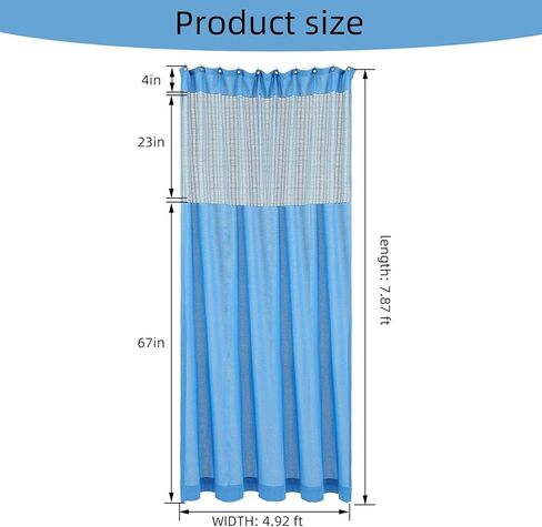 60" W x 96" L/5x8FT Inherent Flame Retardant Hospital Curtain, Privacy Curtain Room Divider Curtain with Grommets, Flame Resistant Medical Cubicle Curtain for Hospital Clinic Lab School, Blue in Kuwait