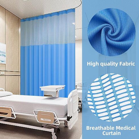60" W x 96" L/5x8FT Inherent Flame Retardant Hospital Curtain, Privacy Curtain Room Divider Curtain with Grommets, Flame Resistant Medical Cubicle Curtain for Hospital Clinic Lab School, Blue in Kuwait