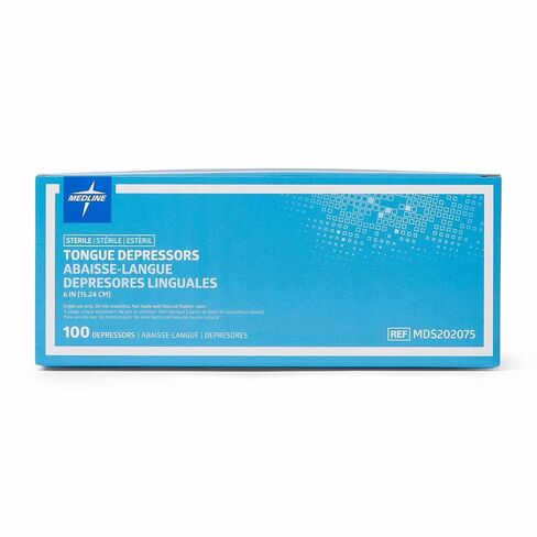 Medline Sterile Wooden Tongue Depressors, 6", Medical Grade Quality, Box of 100 in Kuwait
