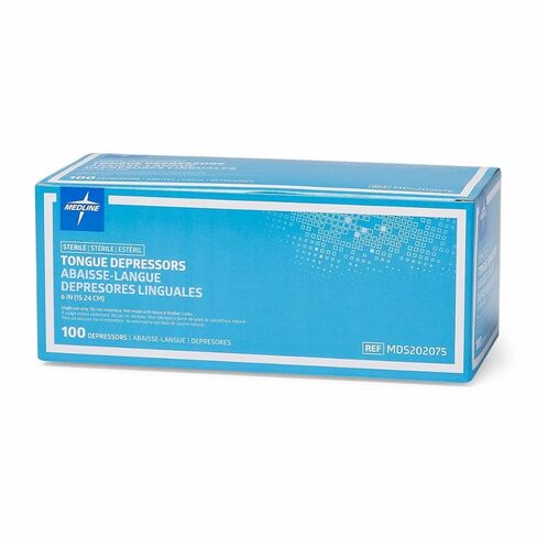 Medline Sterile Wooden Tongue Depressors, 6", Medical Grade Quality, Box of 100 in Kuwait