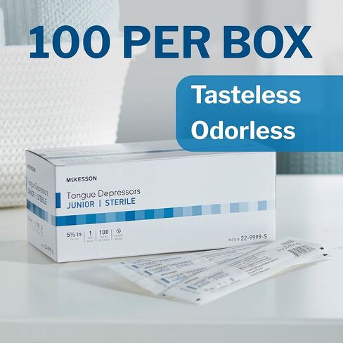 McKesson Tongue Depressors [100 Count] Adult Size, Sterile, Individually Wrapped, Wood, Unflavored, Splinter-Free, 6 in – Use for Medical, Arts, Crafts, Spa in Kuwait