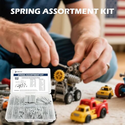 Spring Assortment Kit - 400 Pcs 20 Sizes Compression & Extension Spring Set, Zinc Plated Spring Steel for Durability - Ideal for Appliance, Toy, Automotive, Door Repair in Kuwait
