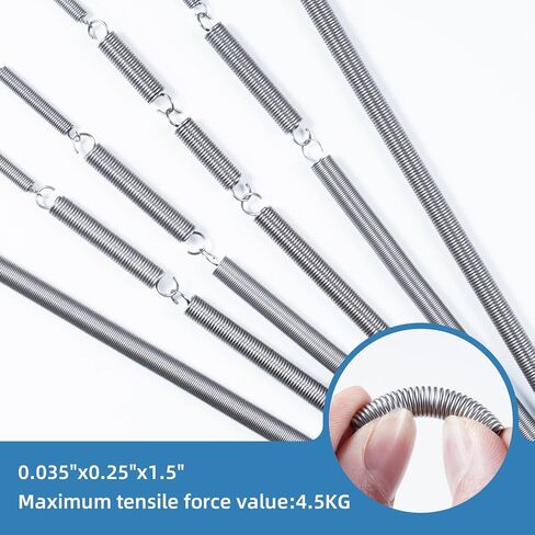 12 قطعة نوابض تمديد، 0.035 بوصة × 0.25 بوصة × 1.5 بوصة 304 نوابض تمديد من الفولاذ المقاوم للصدأ مع أطراف خطاف 1.5 بوصة in Kuwait