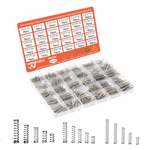 470PCS 304 Stainless Steel Compression Springs Assortment Kit, Hardware Spring kit30 Sizes Small Mechanical Springs with Plastic Box for Electronics Repair, DIY Model Industrial Maintenance in Kuwait