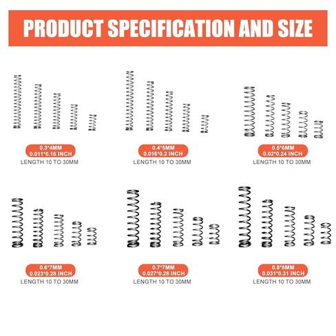 470PCS 304 Stainless Steel Compression Springs Assortment Kit, Hardware Spring kit30 Sizes Small Mechanical Springs with Plastic Box for Electronics Repair, DIY Model Industrial Maintenance in Kuwait