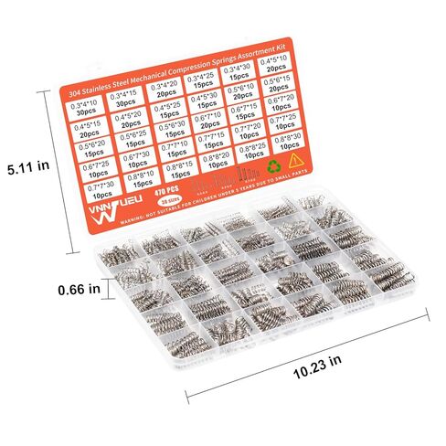 470PCS 304 Stainless Steel Compression Springs Assortment Kit, Hardware Spring kit30 Sizes Small Mechanical Springs with Plastic Box for Electronics Repair, DIY Model Industrial Maintenance in Kuwait