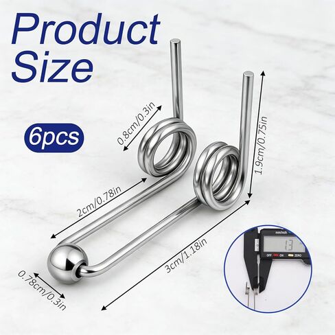 6 Pcs Double Return Torsion Springs, Hair Curling Torsion Spring, Anti-Rust Alloy Hair Curling Iron Rod Part Replacement Accessories, Wire Diameter 1.3 mm Length 30 mm, Hair Rollers Accessories in Kuwait