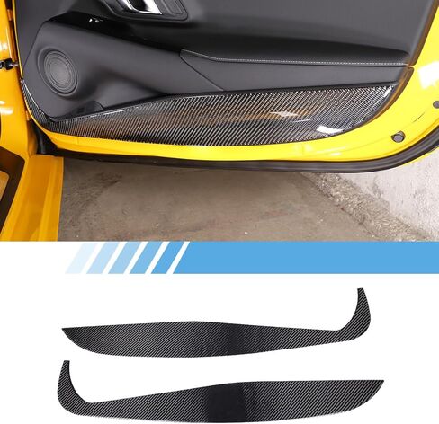 ملصق حماية لوحة حماية للباب الداخلي من ألياف الكربون الناعمة الحقيقية للسيارة مناسب لسيارة Toyota Supra GR A90 A91 MK5 2019-2022 ملحقات السيارة الداخلية قطعتان (النمط A (تغطية كاملة)) in Kuwait