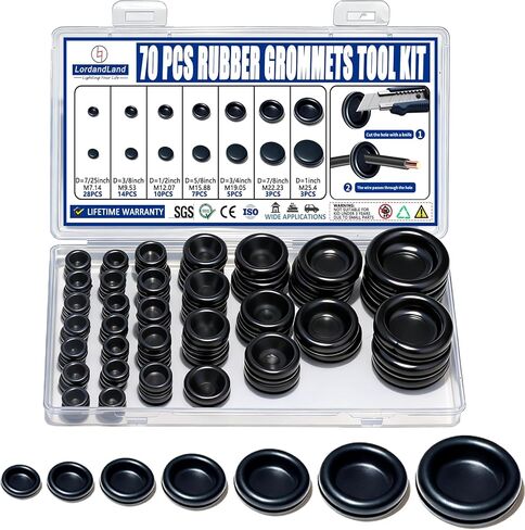 Rubber Grommet Kit 70 Pack - 7 Sizes Firewall Rubber Hole Plugs Rubber Grommets for Wiring, Automotive, Home Improvement Cord Pipe Wire Organization in Saudi Arabia
