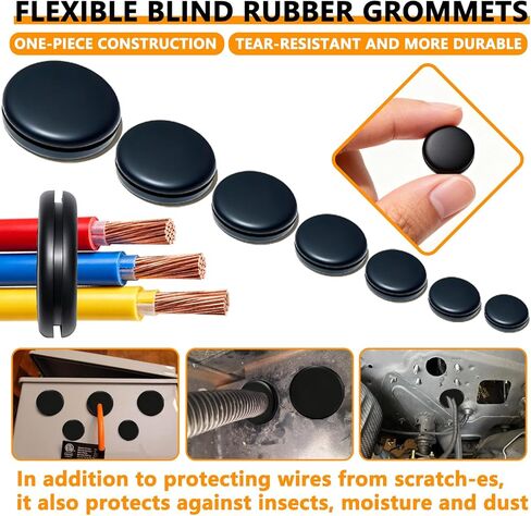 Rubber Grommet Kit 70 Pack - 7 Sizes Firewall Rubber Hole Plugs Rubber Grommets for Wiring, Automotive, Home Improvement Cord Pipe Wire Organization in Saudi Arabia