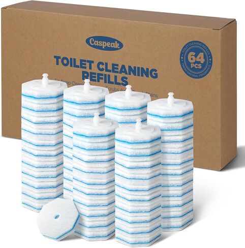 64 Count Toilet Wand Refills for Clorox Toilet Wand, 5X Cleaning Power Toilet Bowl Cleaners with Exclusive Formula, High-Density Disposable Toilet Brush Scrubber - No Falling Apart, Fresh Fragrance in Kuwait