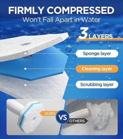 64 Count Toilet Wand Refills for Clorox Toilet Wand, 5X Cleaning Power Toilet Bowl Cleaners with Exclusive Formula, High-Density Disposable Toilet Brush Scrubber - No Falling Apart, Fresh Fragrance in Kuwait