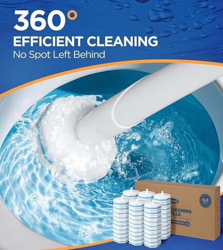 64 Count Toilet Wand Refills for Clorox Toilet Wand, 5X Cleaning Power Toilet Bowl Cleaners with Exclusive Formula, High-Density Disposable Toilet Brush Scrubber - No Falling Apart, Fresh Fragrance in Kuwait