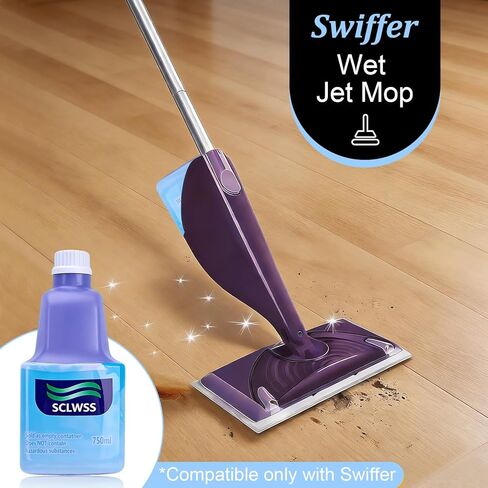 750ml (25.4 fl oz) Refillable Solution Bottle for Swiffer Wet Jet Mop, Leak-Proof HDPE, Durable and Empty Bottle for Cleaning Solution, Ideal for Home and Office Use, Not for Power Mop in Kuwait