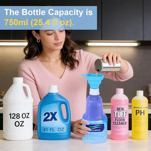 750ml (25.4 fl oz) Refillable Solution Bottle for Swiffer Wet Jet Mop, Leak-Proof HDPE, Durable and Empty Bottle for Cleaning Solution, Ideal for Home and Office Use, Not for Power Mop in Kuwait