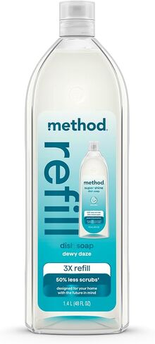 Method Super Shine Liquid Dish Soap Refill, Powered by Enzymes, Free + Clear, Unscented, 48 fl oz in Kuwait