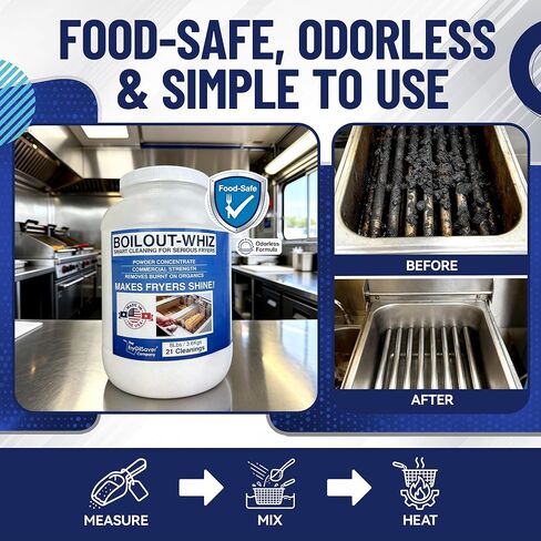 8LB Boil-Out Whiz Deep Fryer Cleaner - Degreaser Powder for Commercial Kitchen Cleaning Oil Saver - Deep Fryer Pot & Coil Safe - Extend Oil Life, Save Time & Energy - by FryOilSaver Co in Kuwait