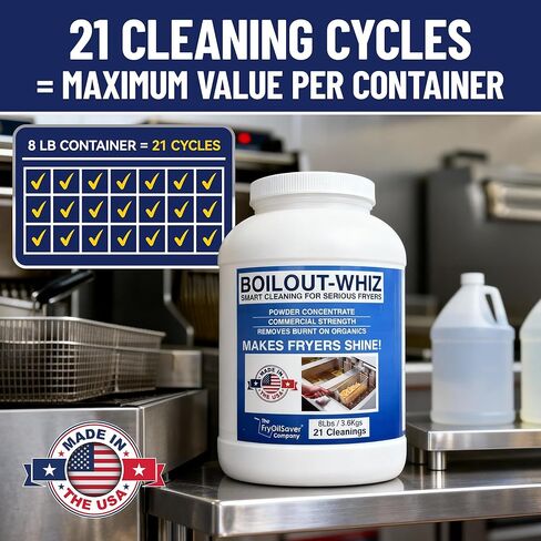 8LB Boil-Out Whiz Deep Fryer Cleaner - Degreaser Powder for Commercial Kitchen Cleaning Oil Saver - Deep Fryer Pot & Coil Safe - Extend Oil Life, Save Time & Energy - by FryOilSaver Co in Kuwait