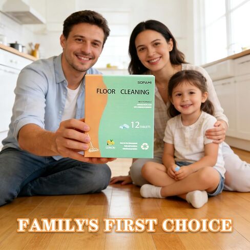 SOPAMI 12pcs Floor Cleaning Solution Tablet Deep Cleans for Multiple Hard Floors, Tile and Vinyl Floors，Suitable With All Robot Vacuums with Mopping and Cordless Wet/Dry Vacuum Mop Cleaner lemon Scent in Kuwait