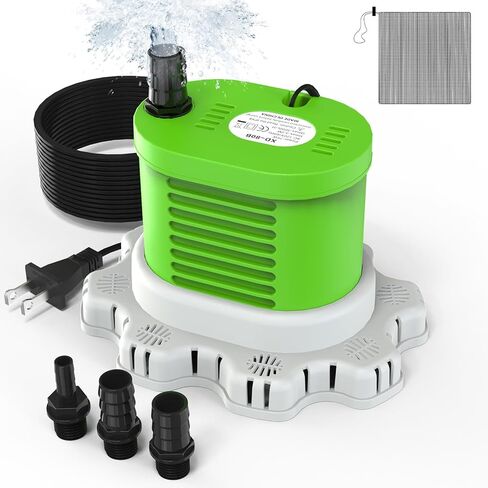 AgiiMan Pool Cover Pump Above Ground - 850 GPH Submersible Water Pump for Pool Draining, Portable Small Sump Pumps with 16' Drainage Hose and 25' Power Cord, 3 Adapters, Black in Kuwait