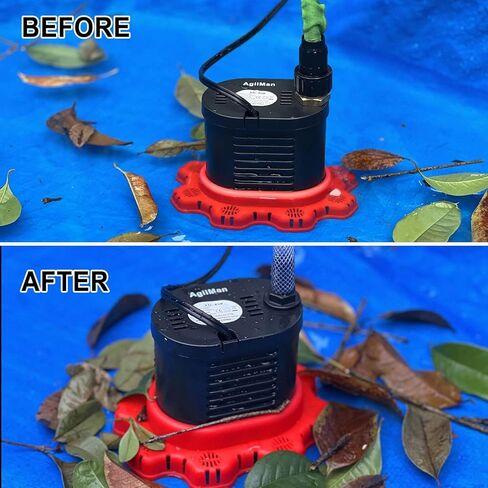 AgiiMan Pool Cover Pump Above Ground - 850 GPH Submersible Water Pump for Pool Draining, Portable Small Sump Pumps with 16' Drainage Hose and 25' Power Cord, 3 Adapters, Black in Kuwait