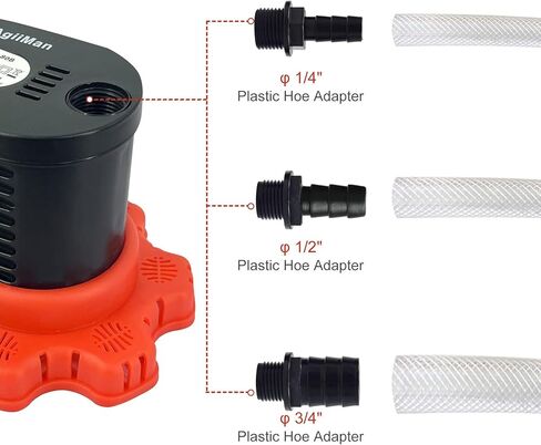 AgiiMan Pool Cover Pump Above Ground - 850 GPH Submersible Water Pump for Pool Draining, Portable Small Sump Pumps with 16' Drainage Hose and 25' Power Cord, 3 Adapters, Black in Kuwait