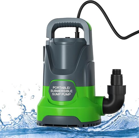 مضخة مستنقع 1 حصان مضخة مياه غاطسة 3700GPH مضخة مياه كهربائية محمولة لتصريف حمام السباحة في الطابق السفلي، أزرق in Kuwait