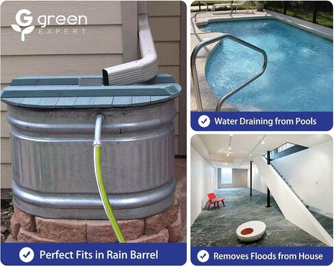 Green Expert 1/3HP Submersible Sump Pump with Unique Flow Sensor Switch Last-inch Water Drainage for Flooded Basement Backyard Pool Hot Tub Rain Barrel Easy to Use Backup Drain Pump 25-Foot Power Cord in Kuwait