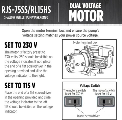 Red Lion RJS-75SS/RL15HS 115/230 Volt 3/4 HP, 12.8 GPM Stainless Steel Shallow Well Jet Pump and 15 Gallon Tank System, Stainless Steel, 602240 in Kuwait