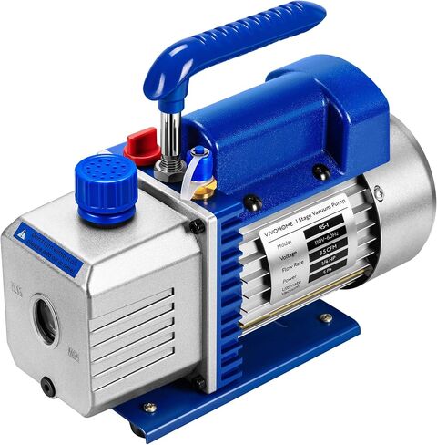 vivohome 5 cfm 1/2 hp 2 المرحلة hvac مضخة فراغ لأنظمة r134a r12 r22 r502 r410a، مضخة فراغ التيار المتردد التلقائي لمكيف الهواء السيارات الراتنج التفريغ مع زجاجة زيت in Kuwait