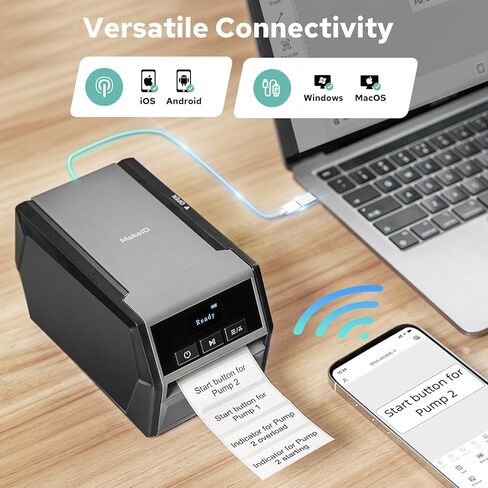 Makeid D50 Industrial Label Printer, Desktop Label Maker 2" Print Head, Mobile APP & PC Editor Compatible, 2600mAh Li-ion Battery, Come with 1.97" W x 26.24ft L Label Heavy-Duty Labeler for Job Sites in Saudi Arabia