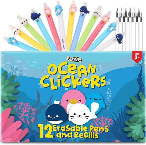 أقلام بونمو القابلة للمسح، عبوة من 10 أقلام مع 10 عبوات ألوان - أقلام حبر هلامية ناعمة - بدون تلطخ أو فوضى! - أقلام جل مثالية للتدوين والكتابة والدراسة in Kuwait