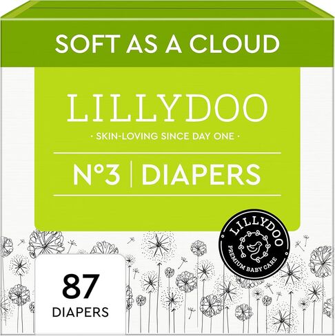 Baby Diapers - Size 3 (13-22 lbs), Half-Monthly Supply (87 Count), Leak Protection, Skin-Friendly, Ultrasoft, Perfume- & Chlorine-Free, Hypoallergenic, dermatologically Tested, Oeko-TEX® in Kuwait