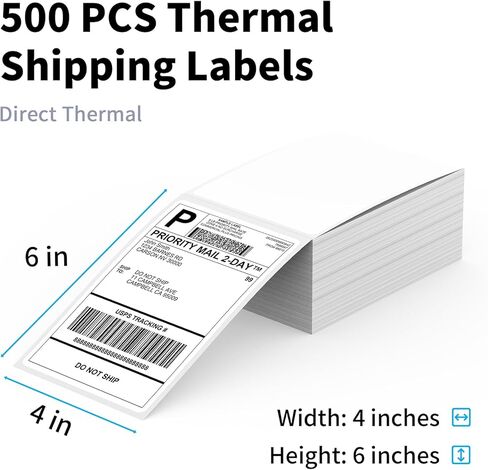 ملصقات شحن حرارية - 500 عبوة من ملصقات حرارية مباشرة قابلة للطي 4x6 مع لاصق قوي، جودة تجارية in Kuwait