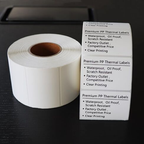 FirstZi Tear Resistant Direct Thermal Vinyl Freezer Labels 2x1 Synthetic Paper Barcode Labels Waterproof - Roll of 1,000 PP Thermal Sticker for Shipping (Commercial Grade) in Kuwait