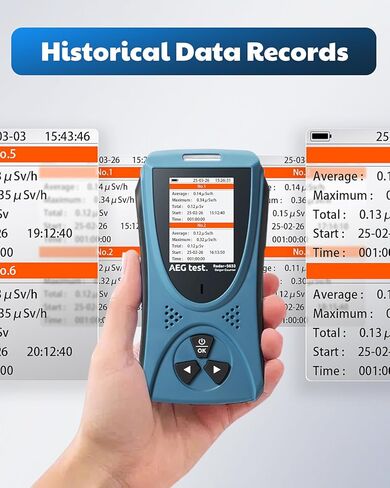 كاشف الإشعاع AEGTEST Radar-5633 كاشف الإشعاع النووي المحمول مع شاشة LCD، مقياس الجرعات القابلة لإعادة الشحن للكشف عن الأشعة السينية بيتا جاما، التدابير في CPM μSv/h μR/h μSv - أزرق in Kuwait