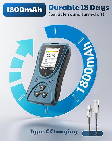 Radiation Detector AEGTEST Radar-5633 Portable Nuclear Radiation Detector with LCD Screen, Rechargeable Dosimeter for Beta Gamma X-ray Detection, Measures in CPM μSv/h μR/h μSv - Blue in Saudi Arabia