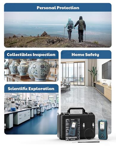 Radiation Detector AEGTEST Radar-5633 Portable Nuclear Radiation Detector with LCD Screen, Rechargeable Dosimeter for Beta Gamma X-ray Detection, Measures in CPM μSv/h μR/h μSv - Blue in Saudi Arabia
