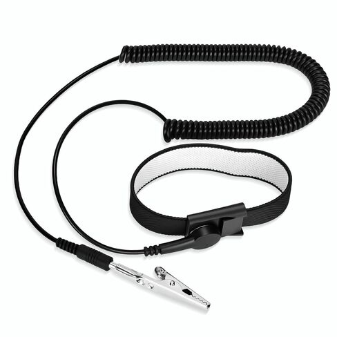 Anti Static Wrist Strap, Adjustable ESD Wrist Strap with Alligator Clip, Grounding Bracelet with Extra Long Cord for PC Building Electronics Repair & Treadmill Static Protection [Regular Size] in Kuwait