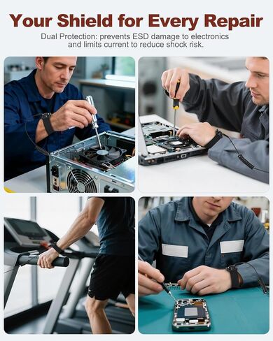 Anti Static Wrist Strap, Adjustable ESD Wrist Strap with Alligator Clip, Grounding Bracelet with Extra Long Cord for PC Building Electronics Repair & Treadmill Static Protection [Regular Size] in Kuwait