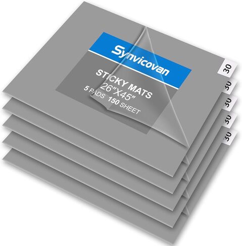 حصيرة أرضية لاصقة باللون الرمادي مقاس 66 سم × 45 سم (5 عبوات، 150 ورقة، 30 ورقة/عبوة لغرفة الأبحاث والمختبرات وبناء المستشفيات والحيوانات الأليفة في المنزل وصالة الألعاب الرياضية الداخلية وورشة العمل) in Kuwait