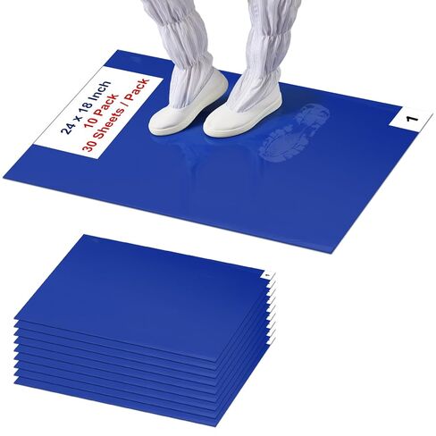 وسادات لاصقة لاصقة مبتذلة 300 ورقة، 30 ورقة/عبوة، 18 بوصة × 24 بوصة/ 45 × 60 سم، سجادات تنظيف سميكة للأحذية، والبناء، وغرف الأبحاث، والمختبرات، والمستشفيات، والكلاب، والحيوانات الأليفة، والمنزل - أزرق in Kuwait