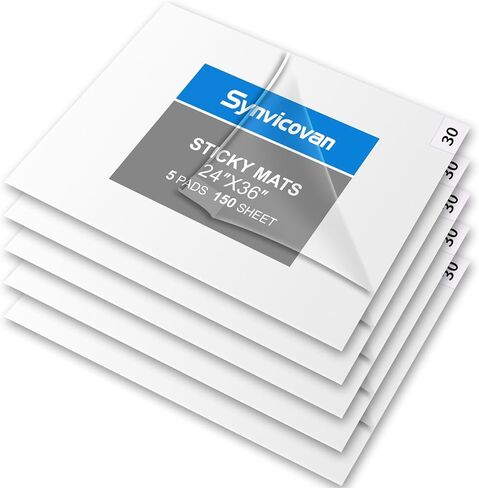 حصيرة أرضية لاصقة بيضاء مقاس 60.96 سم × 91.44 سم (5 عبوات، 150 ورقة، 30 ورقة/عبوة لغرفة الأبحاث والمختبرات وبناء المستشفيات والحيوانات الأليفة والمنزل وصالة الألعاب الرياضية) in Kuwait