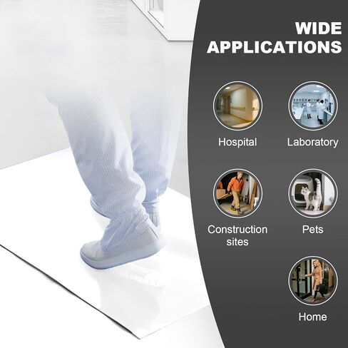 حصيرة أرضية لاصقة بيضاء مقاس 60.96 سم × 91.44 سم (5 عبوات، 150 ورقة، 30 ورقة/عبوة لغرفة الأبحاث والمختبرات وبناء المستشفيات والحيوانات الأليفة والمنزل وصالة الألعاب الرياضية) in Kuwait