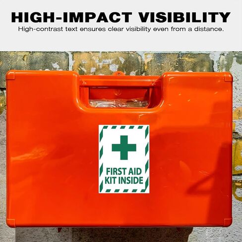 First Aid Kit Sticker Decals - 10 Pack Self-Adhesive Vinyl Labels for Trucks, Equipment & Industrial Safety (5.3"x4") in Kuwait