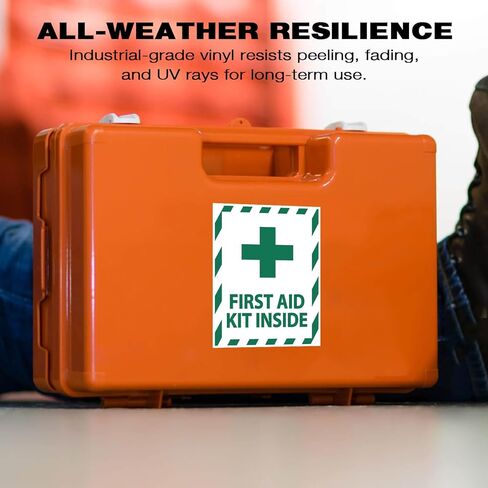 First Aid Kit Sticker Decals - 10 Pack Self-Adhesive Vinyl Labels for Trucks, Equipment & Industrial Safety (5.3"x4") in Kuwait