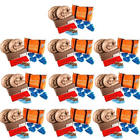 Universal Spill Kit OSHA Approved - Biohazard Clean up Kit for Oil, Water & Chemicals | 15 Absorbent Pads, 2 Socks, PPE, Biohazard Bags in Bright Orange Duffel Bag in Kuwait